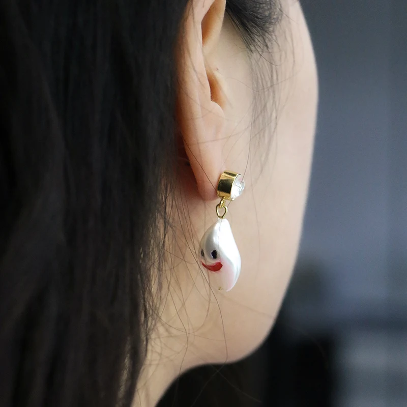 Серьги из искусственной барокко жемчужной улыбки серьги