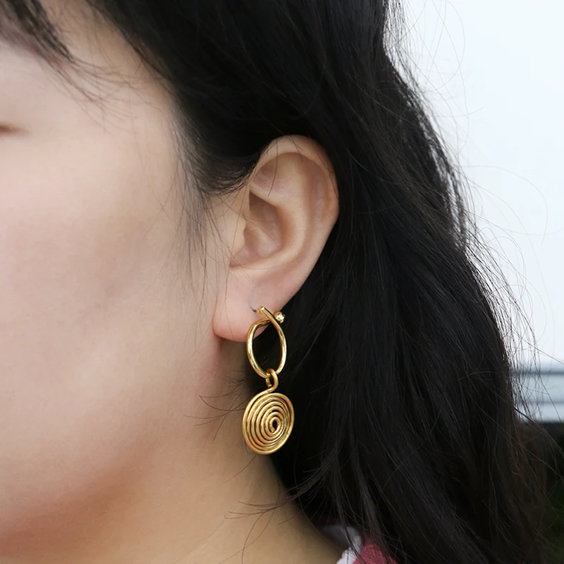 Brass Plated Gold Mosquito Coil Earrings
