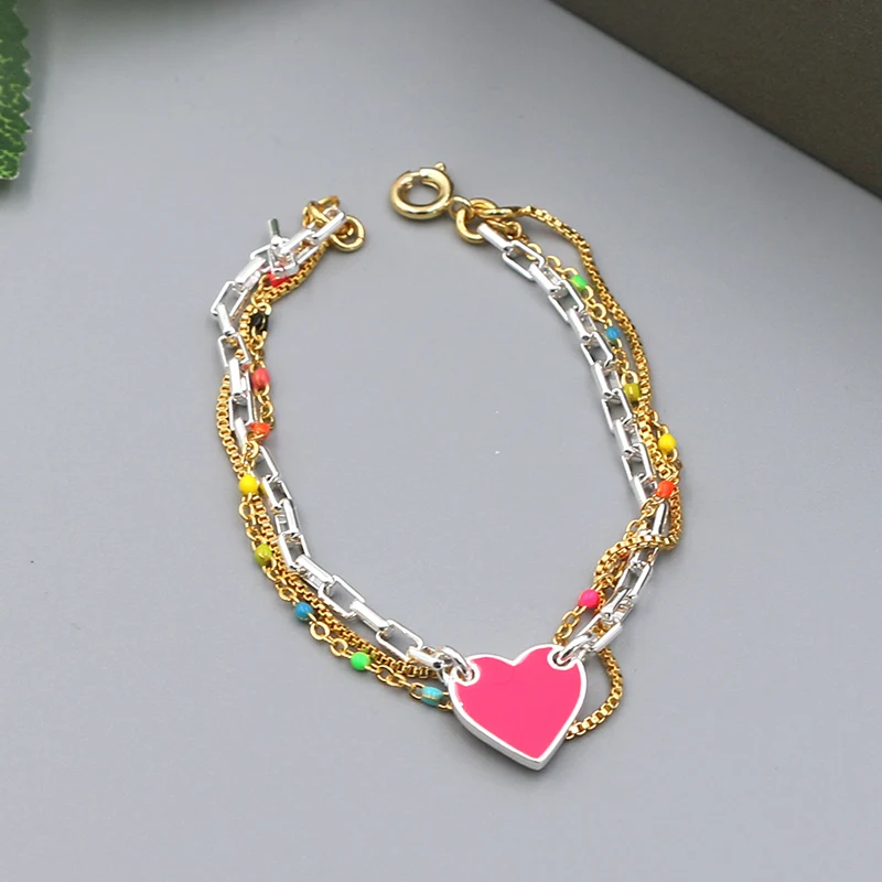 Colored Heart-Shaped Metal Bracelet