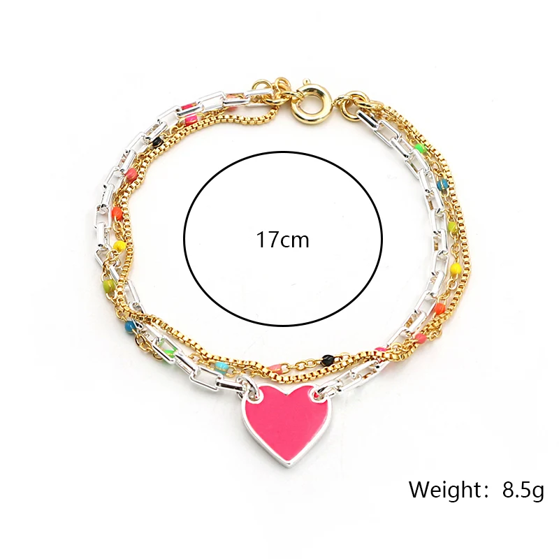 Colored Heart-Shaped Metal Bracelet